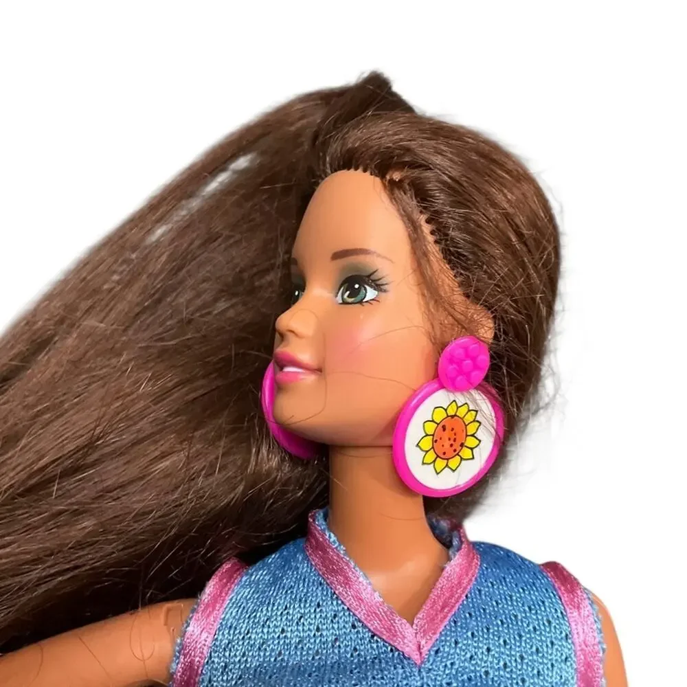Barbie Doll with Blue and Pink Work out Outfit with Brush EUC